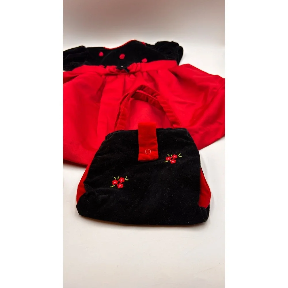 Youngland Baby Girl Red Black Velvet Rose Dress Bloomers Bow 18M Valentine dress